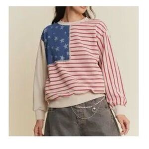 Striped Star Patterned Women's Top
